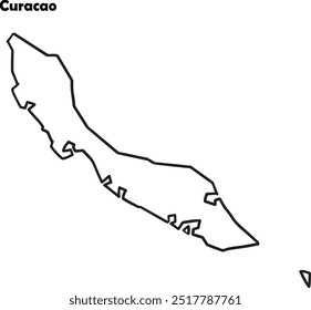 Curacao map simple black outline.