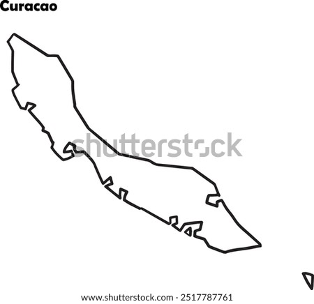 Curacao map simple black outline.