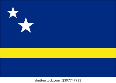 Curacao official flag vector with standard size and proportion. National flag emblem with accurate size and colors.