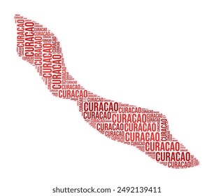 Curacao region word cloud. Country shape design. Curacao colored illustration. Region names collage cloud. Vector illustration.