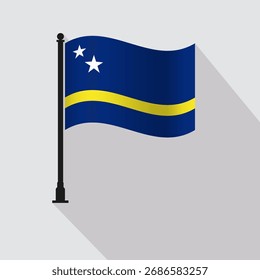 Curazao ondeando la bandera Ilustración vectorial de poste