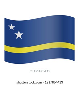 Curacao waving flag vector icon. National symbol of Curacao. Vector illustration isolated on white.