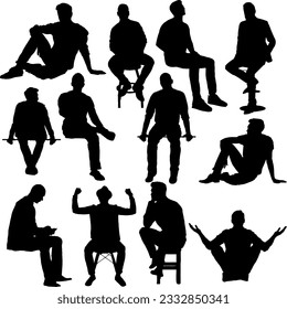 A curated compilation of Sitman silhouettes, showcasing a diverse range of human figures in various poses and actions, ideal for design, art, and visual projects.