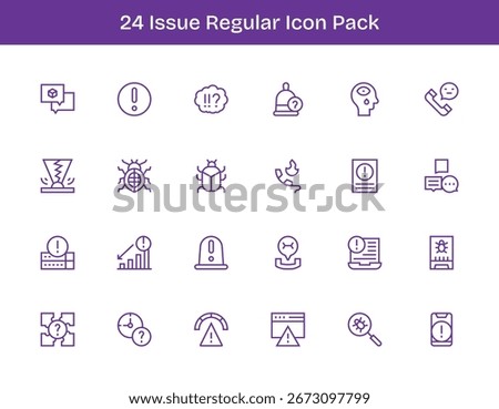 Curated pack of 24 vector icons in Regular Outline design, centered around Issue concepts.