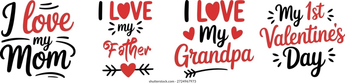 Un conjunto seleccionado de cuatro conmovedoras citas escritas a mano que celebran el amor por mamá, padre, abuelo y un importante primer Día de San Valentín.