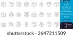 Curated subscription box line icons, delivery, gifts, e-commerce, and product packaging. Ideal for web, apps, and digital projects. Editable stroke.
