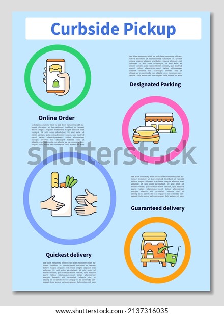 Curbside pickup brochure.\
Online order, designated parking, quickest and guaranteed delivery\
templates.Minimal brochure layout and modern report flyers poster\
template