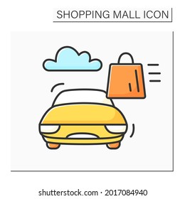 Curbside Pick-up Color Icon. Safe Way To Pick Up Orders From Select Restaurants. Online Ordering. Safety Shopping. Shopping Mall Concept. Isolated Vector Illustration