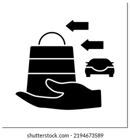 Curbside Pickup Glyph Icon. Buying Delivery. Assistant Take Parcel. Safety Way To Pick Up Order.Contact-free Delivery Concept.Filled Flat Sign. Isolated Silhouette Vector Illustration