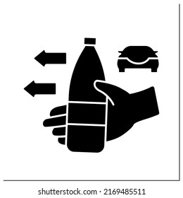 Curbside Pickup Glyph Icon. Water Delivery. Fast Pick Up From Employee To Customer. Safety Delivery. Contact-free Delivery Concept. Filled Flat Sign. Isolated Silhouette Vector Illustration