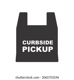 Curbside Pickup Icon. Delivery Symbol, Car Service Sign, Shopping Bag with Curbside Pickup Inscription Isolated on White Background