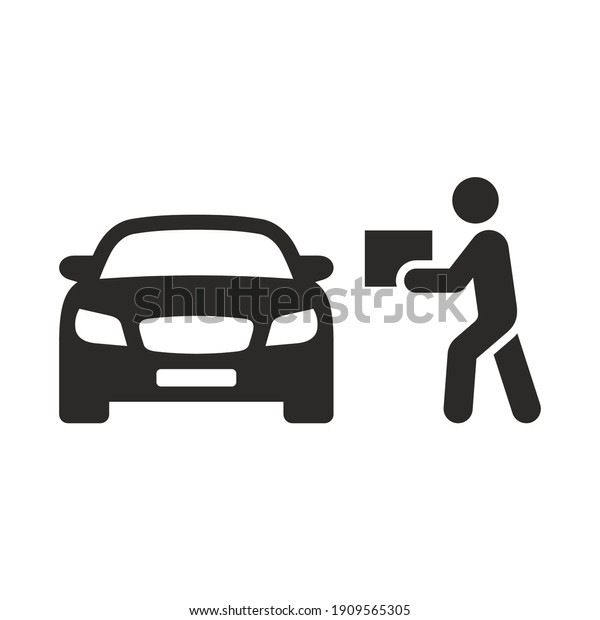 Curbside pickup icon. Order pickup. Vector\
icon isolated on white\
background.