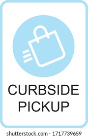 Curbside Pickup illustrated vector clip art sign symbolizing a designated area 