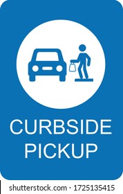 Curbside Pickup illustrated vector clip art sign symbolizing a designated area 