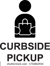 Curbside Pickup illustrated vector clip art sign symbolizing a designated area for pick up, for restaurants, grocery stores, and retail stores. 