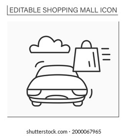 Curbside Pick-up Line Icon. Safe Way To Pick Up Orders From Select Restaurants. Online Ordering. Safety Shopping. Shopping Mall Concept. Isolated Vector Illustration. Editable Stroke