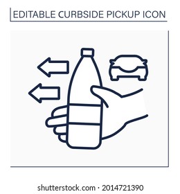 Curbside pickup line icon. Water delivery. Fast pick up from employee to customer. Safety delivery. Contact-free delivery concept. Isolated vector illustration. Editable stroke
