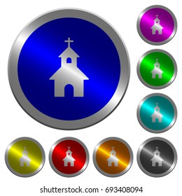 Curch icons on round luminous coin-like color steel buttons