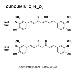 Curcumin, turmeric ingredient, structural chemical formula isolated on white background