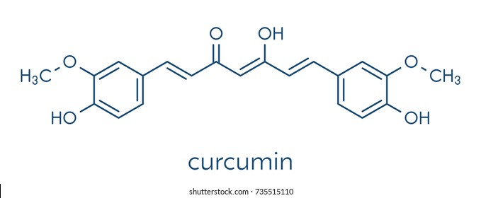 Curcumin turmeric spice molecule. Skeletal formula.