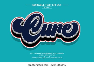 Cure 3D editable text effect template