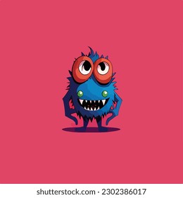 The cure blue monster with pink background