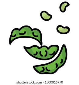 Cure edamame pods. Hand drawn Japanese soybean snack clipart. 