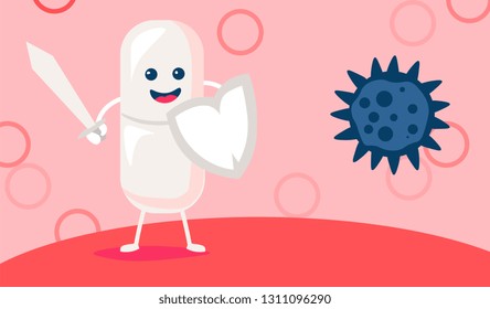 lucha curativa para la ilustración del vector de virus