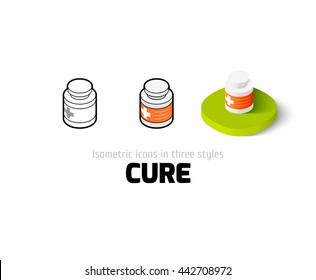 Cure icon, vector symbol in flat, outline and isometric style