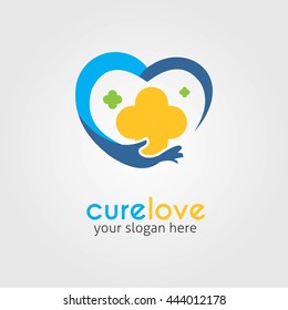 Cure Love symbol logo icon design template elements.