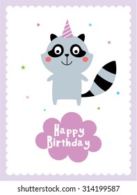 cure raccoon happy birthday card