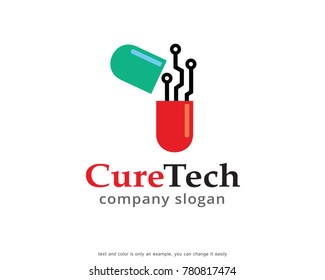 Cure Tech Logo Template Design Vector, Emblem, Design Concept, Creative Symbol, Icon