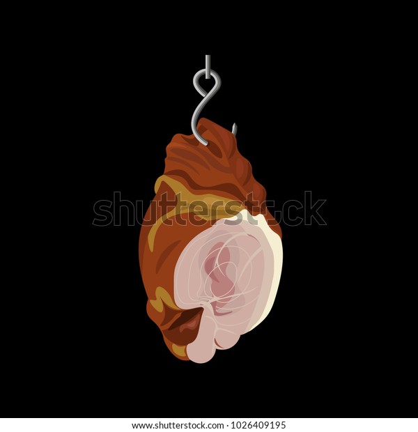 Cured Ham Hanging On Hook Vector Stock Vector (Royalty Free) 1026409195