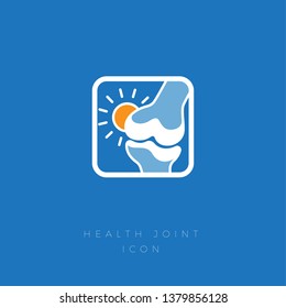 Cured joint. No pain. Restoration of cartilage. Treatment of the joint and bones. Joint with a warm sun as symbol without pain and problems.