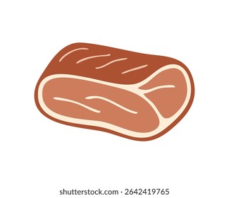 Peça de carne curada para um tema tradicional de cozinha italiana. Vetor original desenhado do zero. Ilustração feita pelo homem, sem envolvimento com IA. Criado no Adobe Illustrator manualmente.