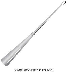 A curette is a surgical instrument designed for scraping or debriding biological tissue or debris in a biopsy, excision, or cleaning procedure. Vector illustration.