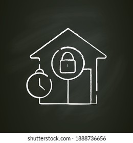 Curfew chalk icon. New normal concept. Quarantine rules, lockdown. Social isolation. Closed public place. New life after covid19 outbreak. Pandemic time. Isolated vector illustration on chalkboard
