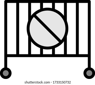 Concepto de toque de queda diseño de iconos de color vectorial, Concepto de barrera de bloqueo, Consecuencias económicas de COVID-19 sobre fondo blanco, Cuestiones sociales Señales después de la pandemia del coronavirus, Símbolo de desobediencia civil