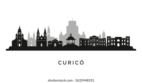 Curic skyline com Chile City silhueta Ícone.