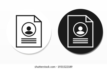 Curiculum vitae sign. CV document with user profile. Resume glyph Icon. Illustration vector