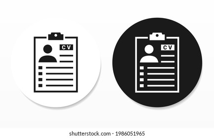 Vitalzeichen Curiculum. CV-Dokument mit Benutzerprofil. Zwischenablage. Wiedergeben des Glyphe-Symbols. Illustrationsvektor