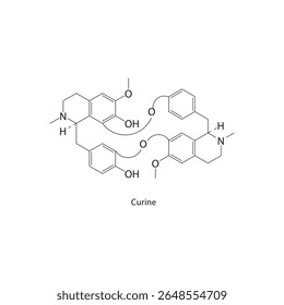 Estrutura esquelética da urina. Ilustração esquemática do composto alcaloide da bisbenzilisoquinolina. Diagrama simples, fórmula química.