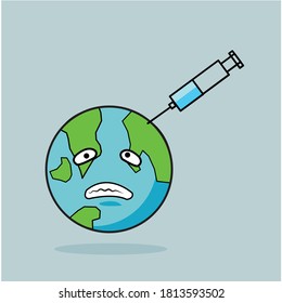 Curing earth and vaccine injection concept
