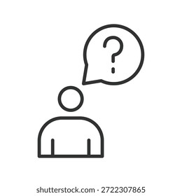 conceito de curiosidade, ícone em design de linha. curiosidade, questão, pensamento, pesquisa, aprendizagem, exploração, ideia sobre vetor de fundo branco. curiosidade ícone de traçado editável
