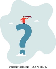 Curiosity explore unknown, search for solution or new business opportunity, seek for success concept,business concept.flat character.