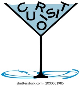 Curiosity Glass Wine Cocktail Glass Mocktail Art Vector Design Illustration Print Wall Art Poster Canvas