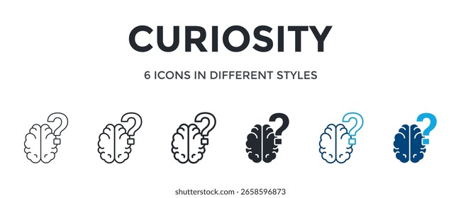 Icono De Curiosidad En Diferente Estilo De Ilustración vectorial. Diseñado En Línea Delgada, Línea Regular, Línea Negrita, Glifo, Línea De Color Y Estilo De Glifo De Color Se Puede Utilizar Para El Web