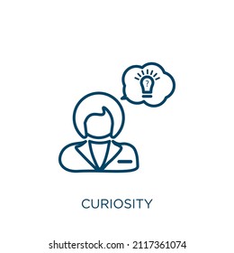 curiosity icon. Thin linear curiosity outline icon isolated on white background. Line vector curiosity sign, symbol for web and mobile