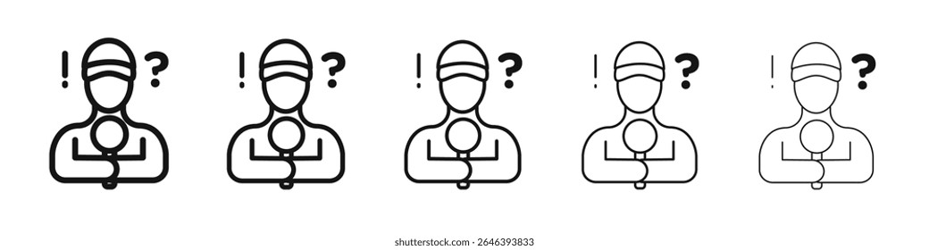 ícone curiosidade vetor contorno conjunto sinal de ilustração