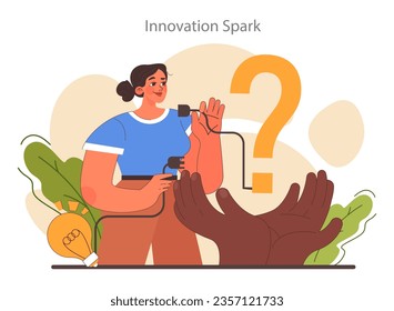 Curiosity. Inquisitiveness and openness to new ideas and concepts. Psychological quality or soft skill, willingness to discover and study. Flat vector illustration